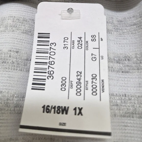 CJ Banks Gray White Striped Open Front Cardigan Sweater 1X Plus Size - Picture 3 of 11